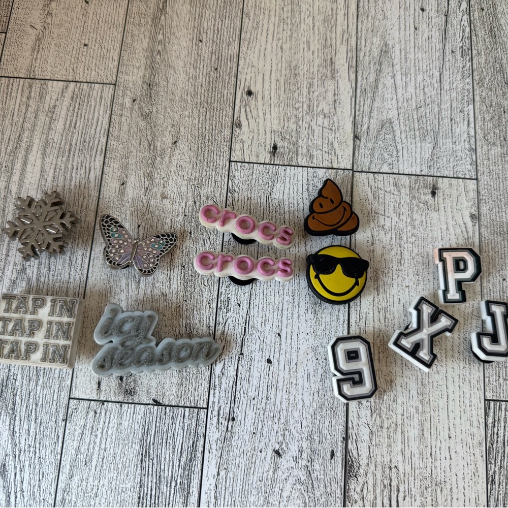 Lot Of 12 Assorted Jibbitz Crocs Charms (2 Are Metal Ones)